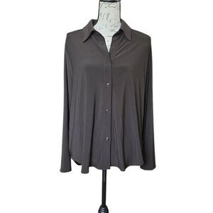 Sympli Women's Size 14 Chocolate Brown Hepburn Shorty Button Down Shirt